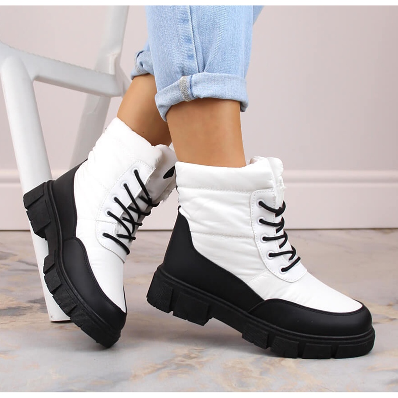 Women's lace-up, insulated snow boots, white, T.Sokolski Z23-389 1