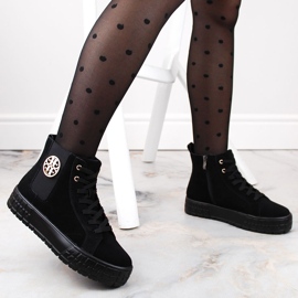 Black suede leather boots on the platform, insulated by Filippo DBT4715 2