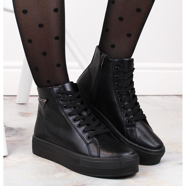 Leather ankle boots on the platform, insulated black Filippo DBT4708 creepers 1