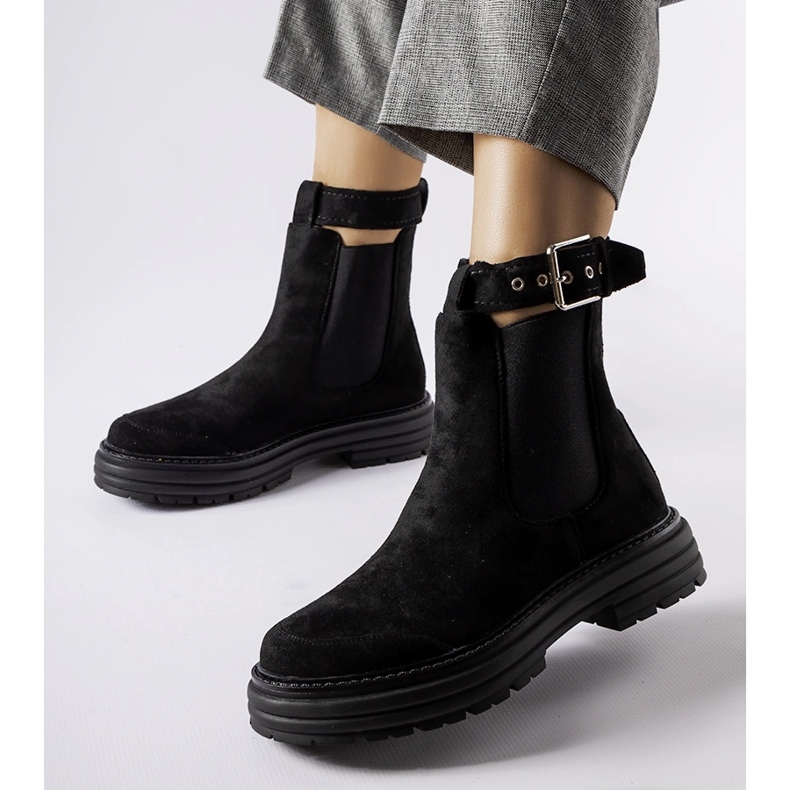 Black ankle boots with a decorative Abela clasp 1 Black ankle boots with a decorative Abela clasp 1