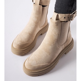 Beige ankle boots with a decorative clasp by Abela 2