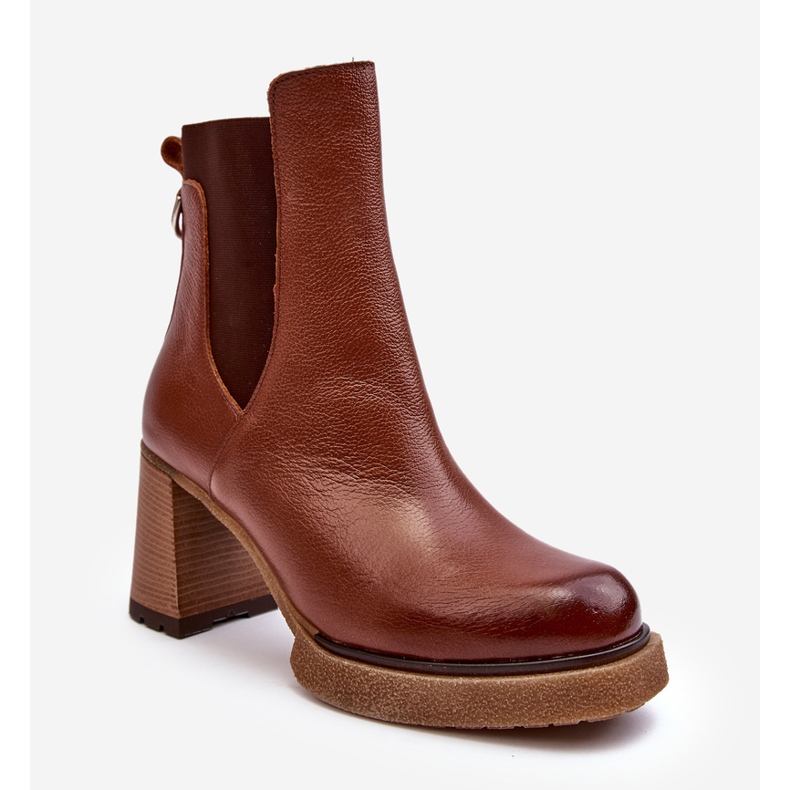 Lemar Liresa Lemar High Heel Brown Leather Ankle Boots 1