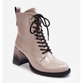 S.Barski Patent Leather Ankle Boots D&amp;A MR870-06 Light Gray beige 2