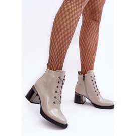 S.Barski Patent Women's Boots D&amp;A MR870-98 Light Beige 1