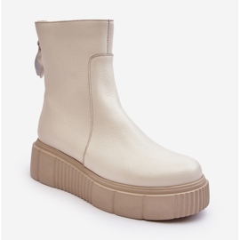 Women's Leather Boots on the Platform Light Beige Lemar Jenefer 1