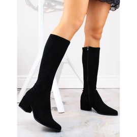 Sergio Leone W SK426 warm suede high-heeled boots, black 1
