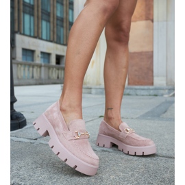 Pink moccasins with a buckle and rhinestones by Gaiola 2