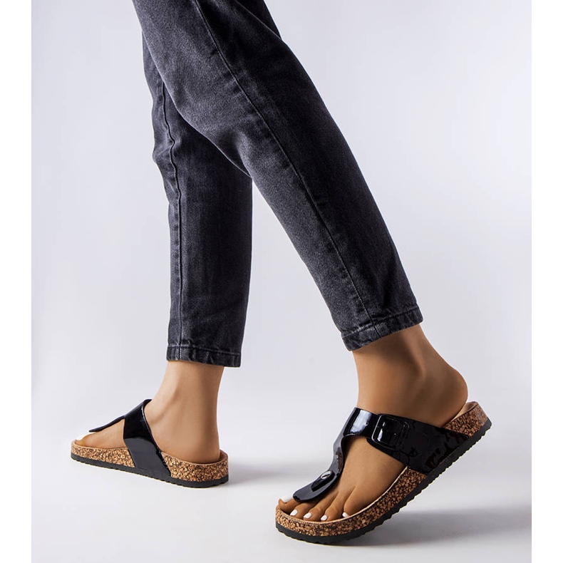 Black flip flops with buckles from Lee Cooper LCW-22-35-1170L 1