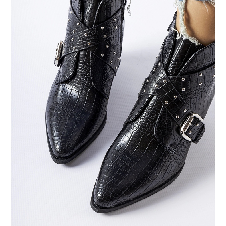 Black Corrado cowboy boots with a high heel 1