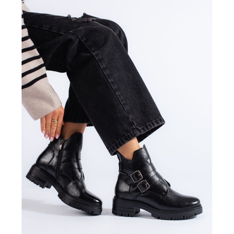 W. Potocki Black women's boots with Potocki buckles 2