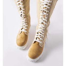 Beige fabric insulated Palmer boots 1