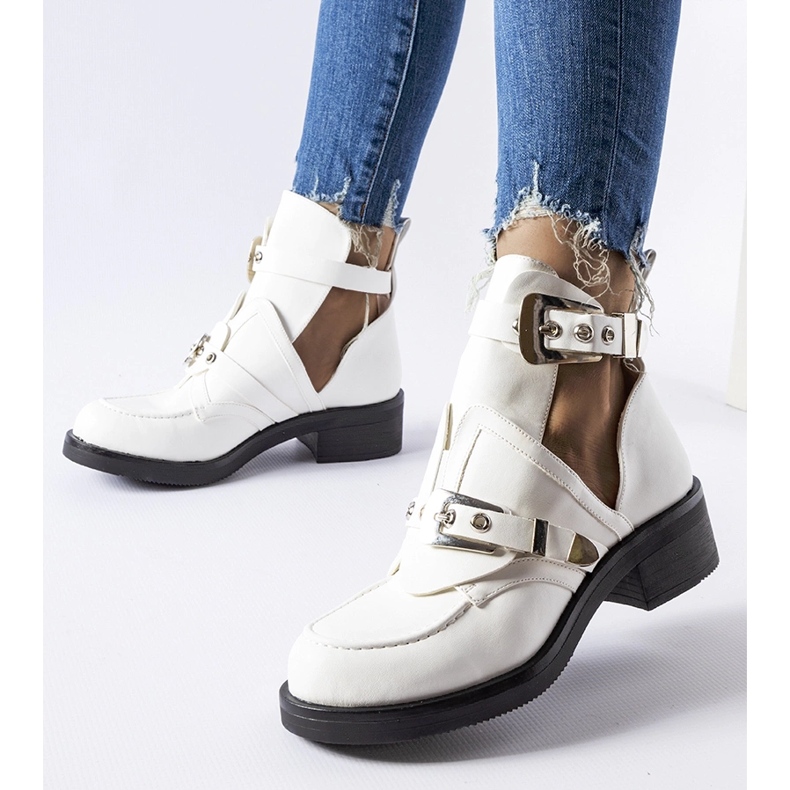 White ankle boots with cutouts from Sperone 1