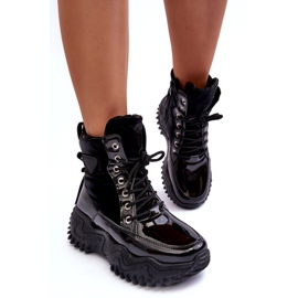 Insulated ankle boots on a massive platform, black 2