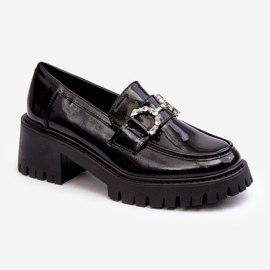 Women's Patent Leather Shoes with Massive High Heels, Black Lemmitty 1