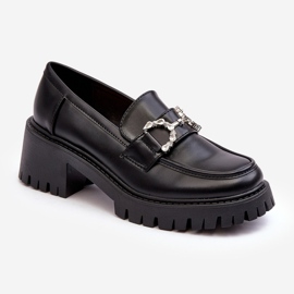 Women's Leather Shoes with Massive High Heels, Black Lemmitty 1