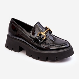 WS1 Women's Patent Leather Loafers With Decoration, Black Peuria 1