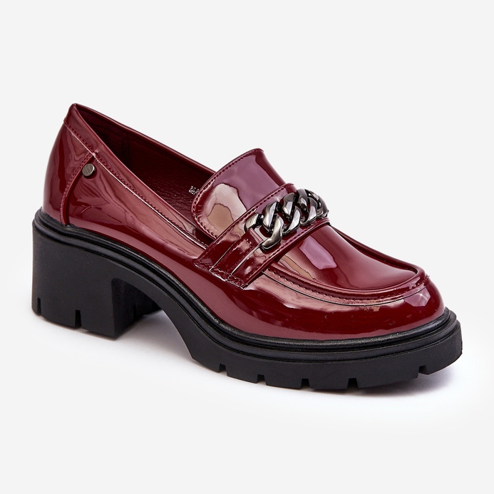 WS1 Lacquered Women's Low-Heel Shoes, Burgundy Blimma 1