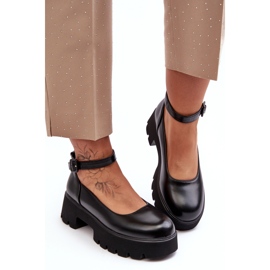 WS1 Women's Low Heel Shoes with a Buckle, Black by Owena 1