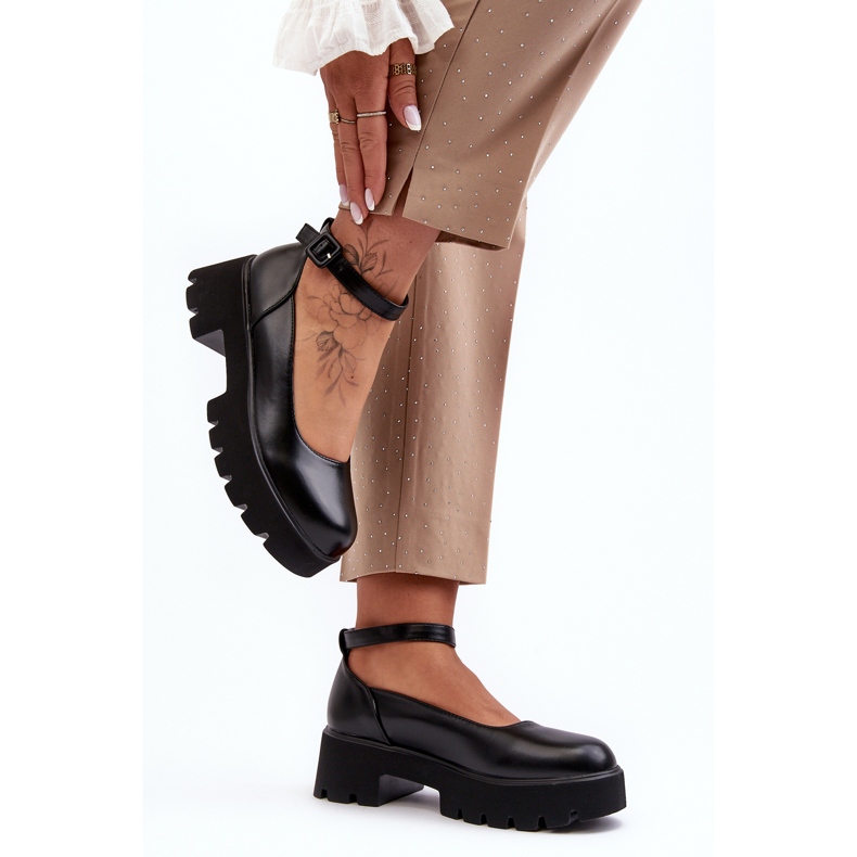 WS1 Women's Low Heel Shoes with a Buckle, Black by Owena 2