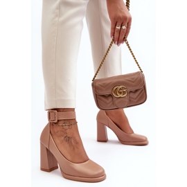 WS1 Pumps on a high heel with a buckle, beige Idovana 1