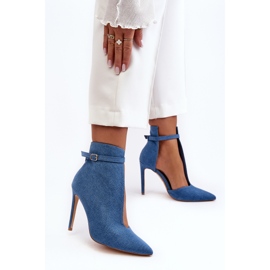 WS1 Women's Denim Ankle Boots On A High Heel, Blue Amalundi 2