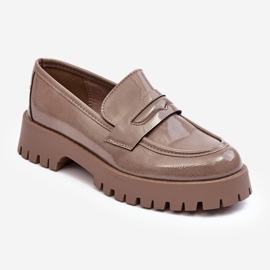 Patent Loafers Flat Shoes Beige Jannah 1