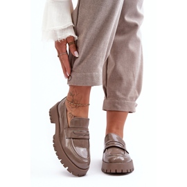 Patent Loafers Flat Shoes Beige Jannah 2