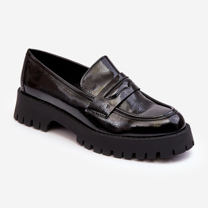 WD1 Patent Loafer Shoes with Flat Heels, Black Jannah 1 WD1 Patent Loafer Shoes with Flat Heels, Black Jannah 1