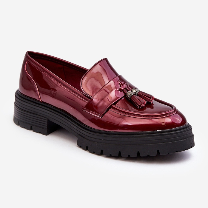 WD1 Patent leather loafers with fringes, burgundy Velenase red 1 WD1 Patent leather loafers with fringes, burgundy Velenase red 1
