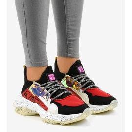 Black sports sneakers with the B0-211 system white red grey 1