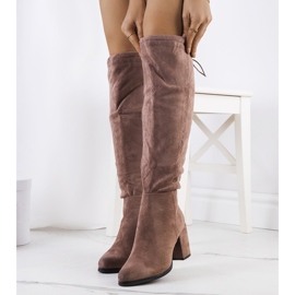 PA1 Dark beige suede high-heeled boots from Georgie 1