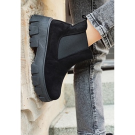 Women's black boots with a thick sole 1