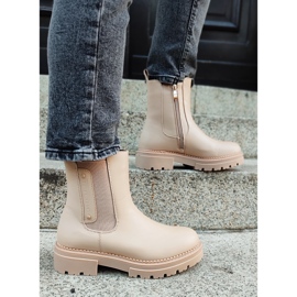 Ladies' beige Chelsea boots with a thick sole 1