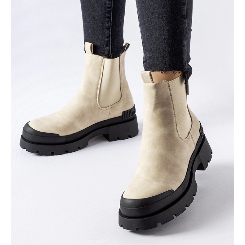 Beige and black eco-suede boots Big Star MM274322 1