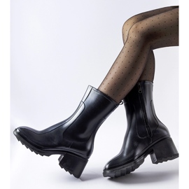 Black zipped Wellington boots with a Maggiore block 2