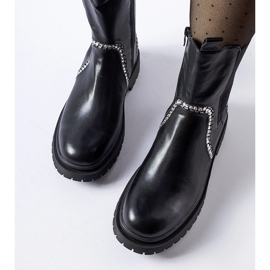 Black ankle boots decorated with Anastasio zircons 1