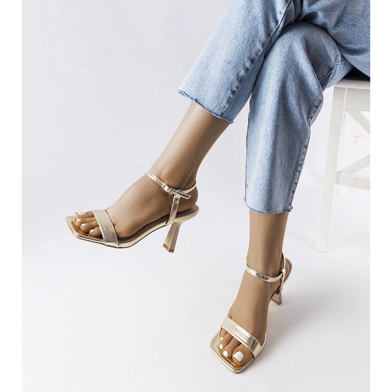 Gold high heel sandals from Amalia golden 1