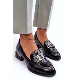 Vinceza Patent Leather Shoes, Black High Heels Moccasins 2