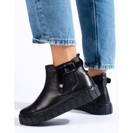 T.Sokolski Ladies' black Chelsea boots on the Sokolski platform, made of natural leather 2