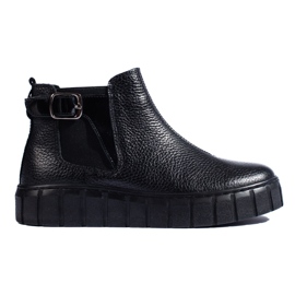 T.Sokolski Ladies' black Chelsea boots on the Sokolski platform, made of natural leather 1