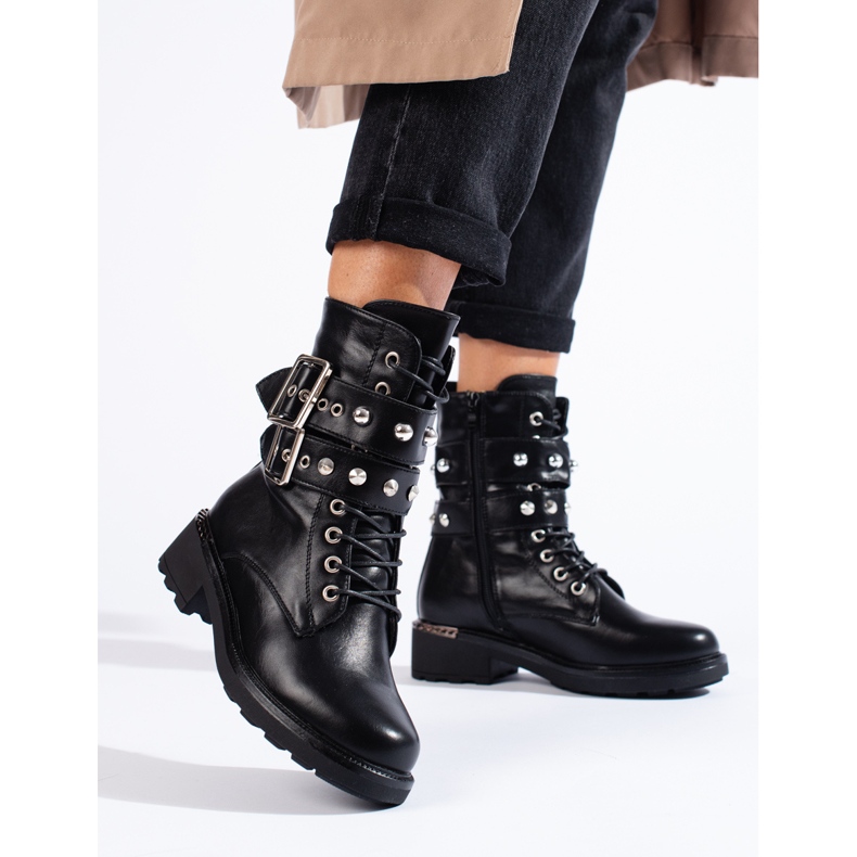 Shelovet women's workers with buckles black 1