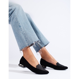 SHELOVET Ladies' black moccasins with Daszyński spitz pattern 1