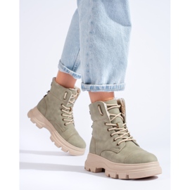 Women's green platform boots 1