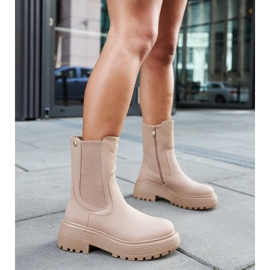 Beige insulated ankle boots on the Rinaldo platform 2