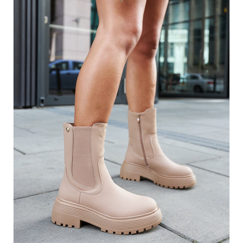 Beige insulated ankle boots on the Rinaldo platform 2