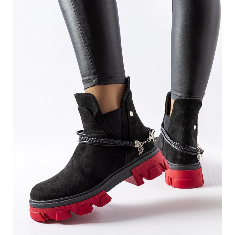 Inna Black ankle boots decorated with a red Ettore sole 1