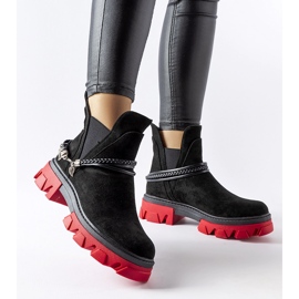 Inna Black ankle boots decorated with a red Ettore sole 2