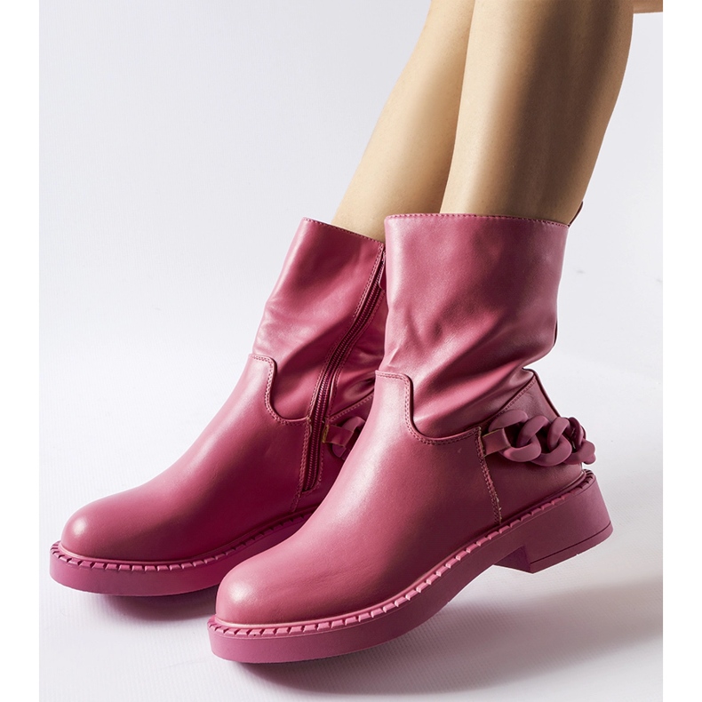 Inna Pink insulated ankle boots with a chain Linera 1