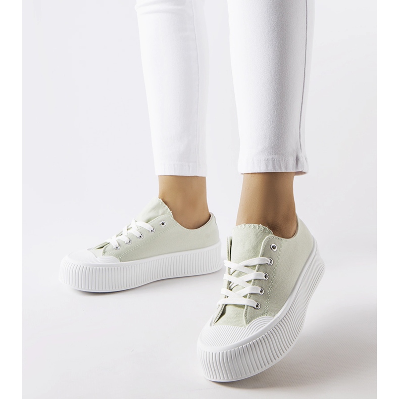 Green sneakers on a thick Fortunata platform 1