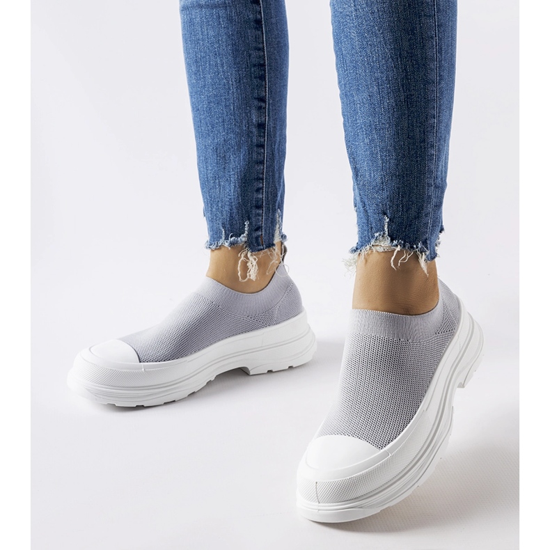Gray slip-on sneakers with a Baratili platform grey 1